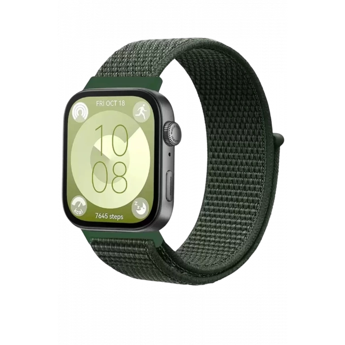 Newface Huawei Fit 4 Hasırlı Cırtcırtlı Kordon - Koyu Yeşil