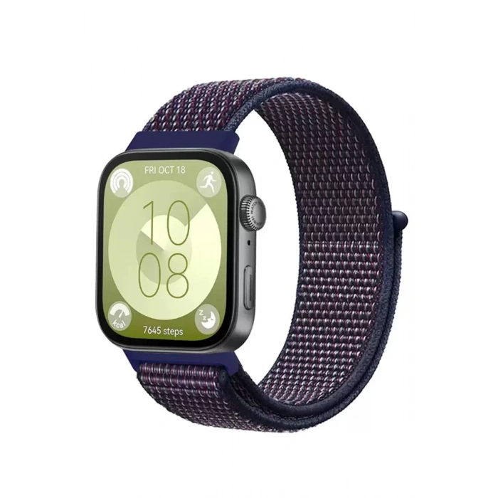 Newface Huawei Fit 4 Hasırlı Cırtcırtlı Kordon - Mavi-Beyaz