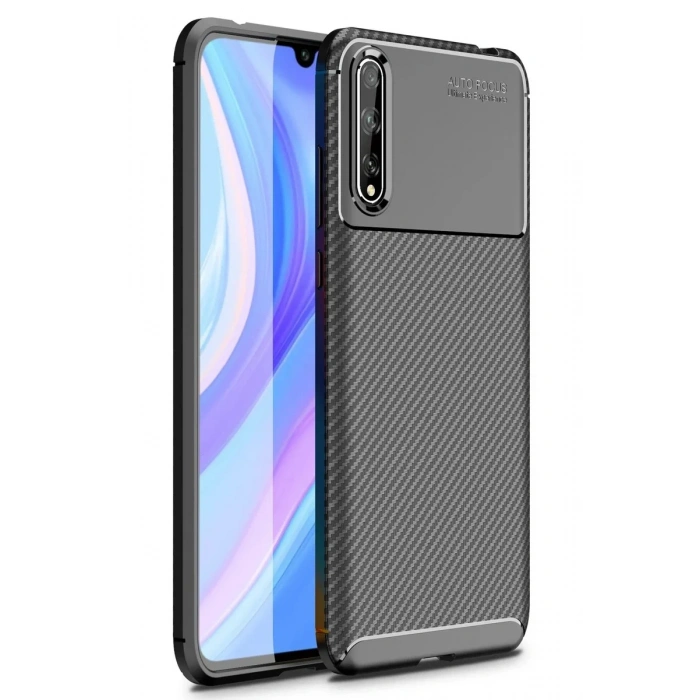 Newface Huawei P Smart S Kılıf Auto Focus Karbon Kapak - Siyah