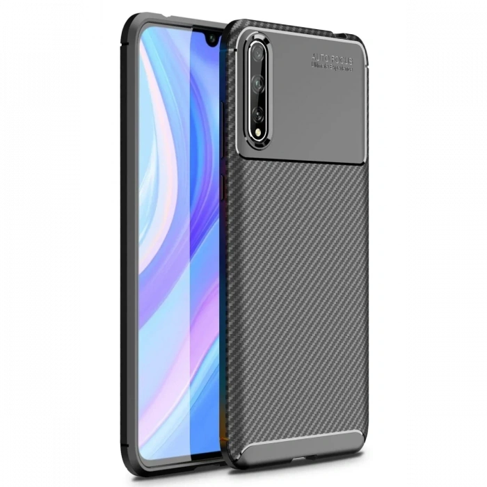 Newface Huawei P Smart S Kılıf Auto Focus Karbon Kapak - Siyah