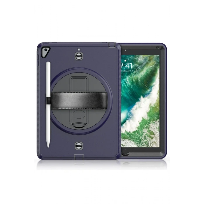 Newface iPad 5 Air 9.7 Kılıf Strap-C Otterbox Tablet Kapak - Lacivert