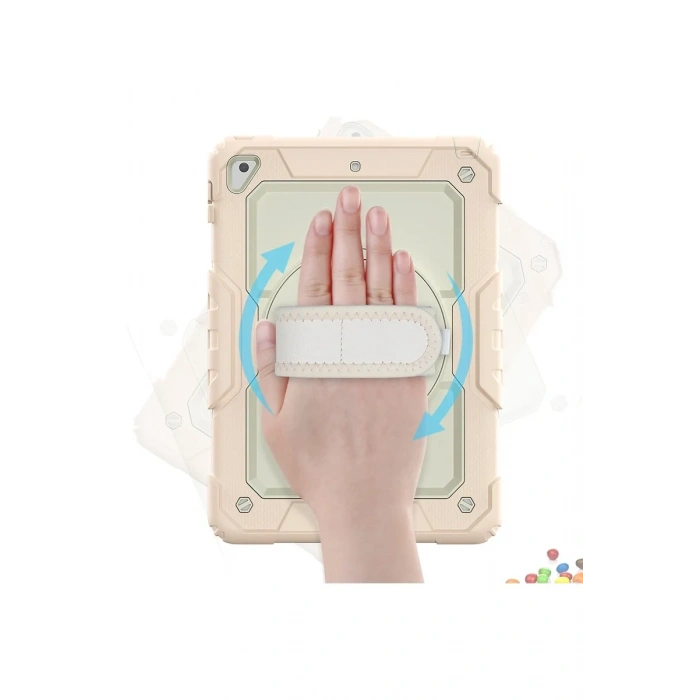 Newface iPad 5 Air 9.7 Kılıf Strap New Tablet Kapak - Pembe