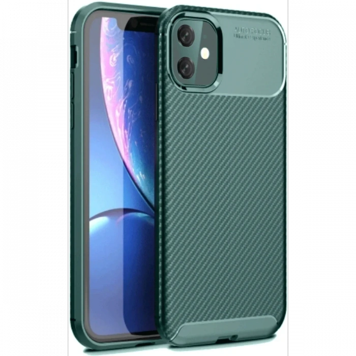 Newface iPhone 11 Kılıf Auto Focus Karbon Kapak - Koyu Yeşil