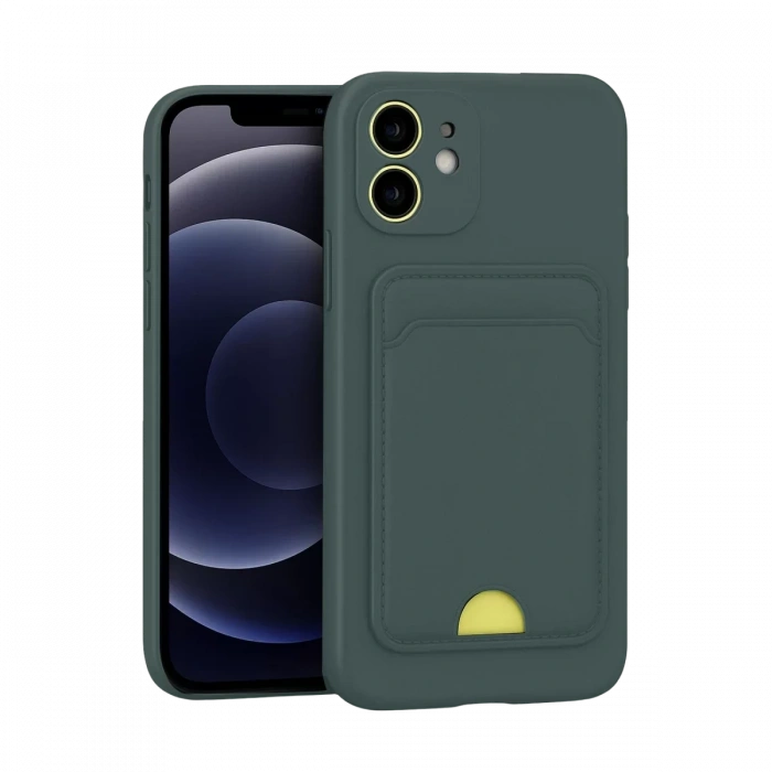 Newface iPhone 11 Kılıf Kelvin Kartvizitli Silikon - Koyu Yeşil
