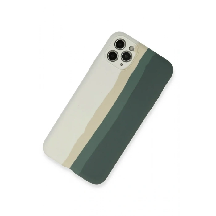 Newface iPhone 11 Pro Kılıf Ebruli Lansman Silikon - Beyaz-Gri