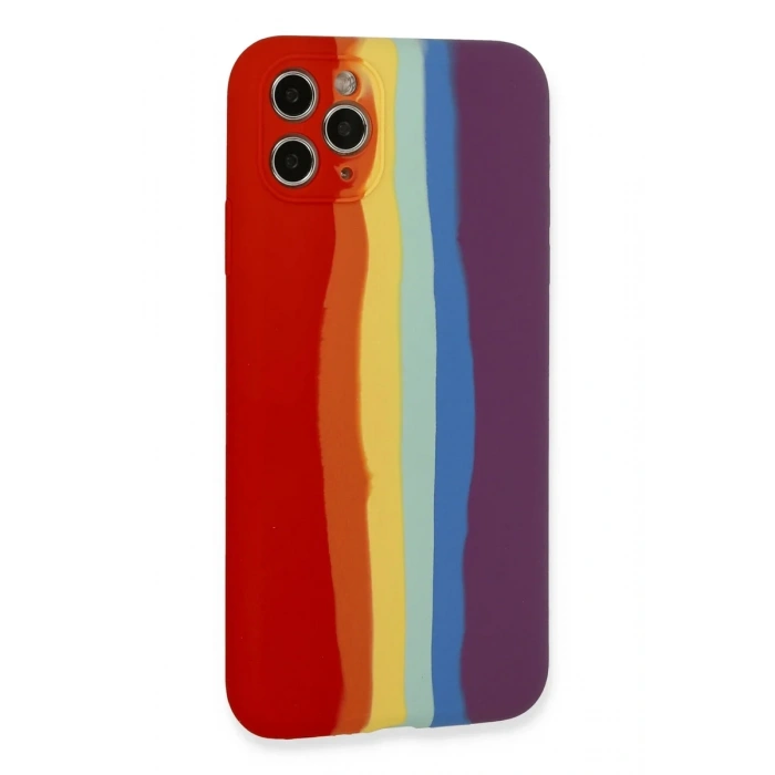 Newface iPhone 11 Pro Kılıf Ebruli Lansman Silikon - Kırmızı-Mor