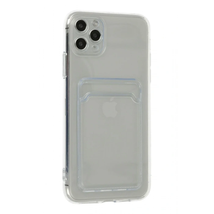 Newface iPhone 11 Pro Max Kılıf Kart Şeffaf Silikon - Şeffaf