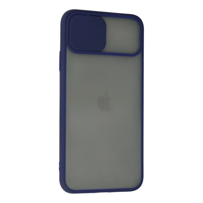 Newface iPhone 11 Pro Max Kılıf Palm Buzlu Kamera Sürgülü Silikon - Lacivert