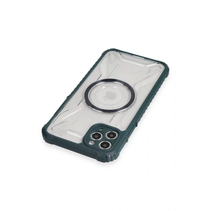 Newface iPhone 11 Pro Max Kılıf Prag Magneticsafe Kapak - Koyu Yeşil