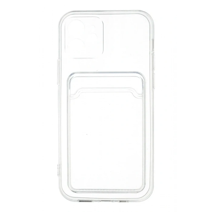 Newface iPhone 12 Kılıf Kart Şeffaf Silikon - Şeffaf