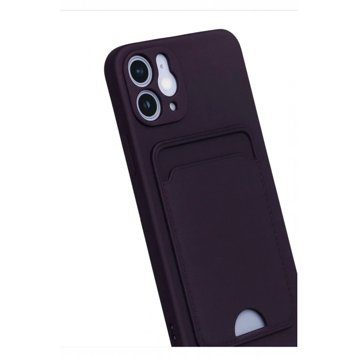 Newface iPhone 12 Kılıf Kelvin Kartvizitli Silikon - Derin Mor