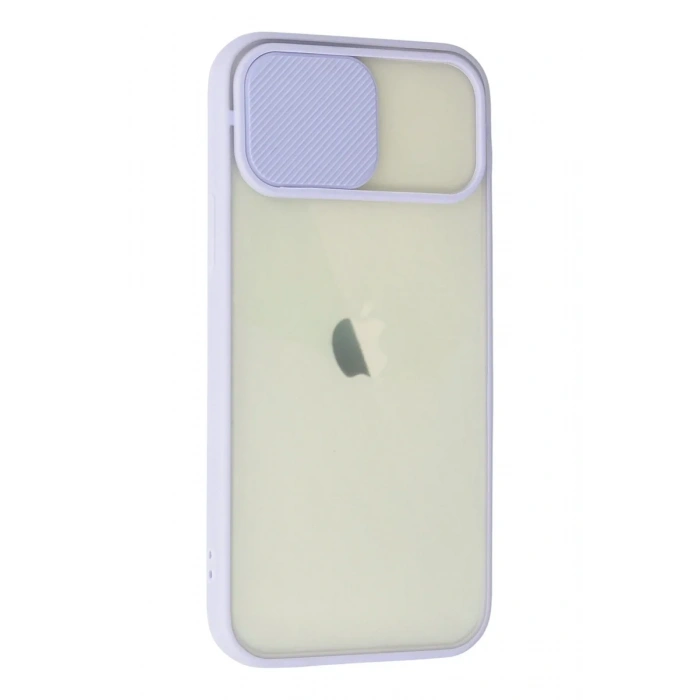 Newface iPhone 12 Kılıf Palm Buzlu Kamera Sürgülü Silikon - Lila