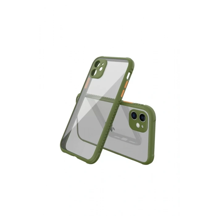 Newface iPhone 12 Mini Kılıf Miami Şeffaf Silikon - Koyu Yeşil
