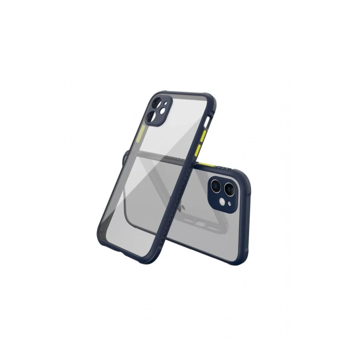 Newface iPhone 12 Mini Kılıf Miami Şeffaf Silikon - Lacivert