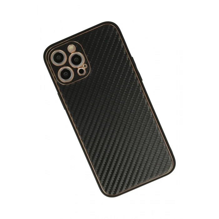 Newface iPhone 12 Pro Max Kılıf Coco Karbon Silikon - Siyah
