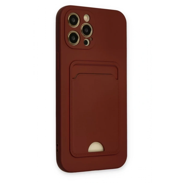 Newface iPhone 12 Pro Max Kılıf Kelvin Kartvizitli Silikon - Bordo
