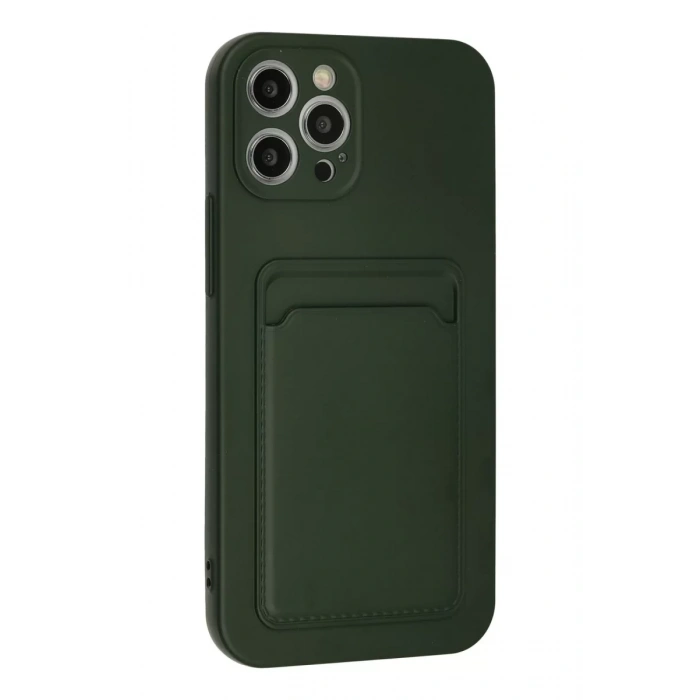 Newface iPhone 12 Pro Max Kılıf Kelvin Kartvizitli Silikon - Koyu Yeşil
