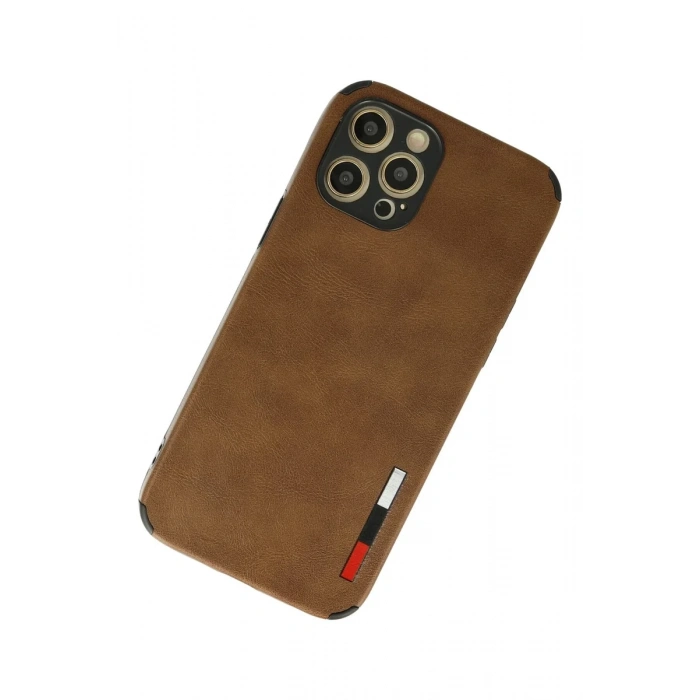 Newface iPhone 12 Pro Max Kılıf Loop Deri Silikon - Kahverengi