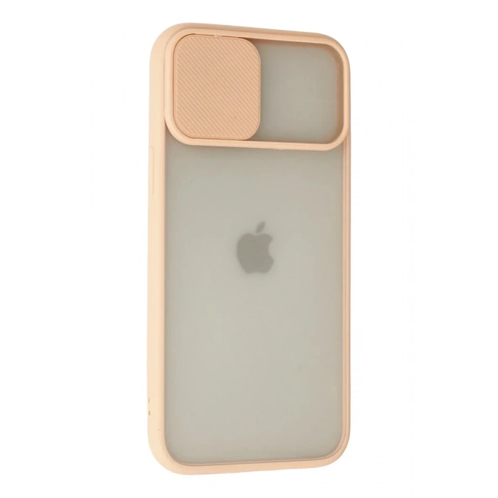 Newface iPhone 12 Pro Max Kılıf Palm Buzlu Kamera Sürgülü Silikon - Pembe