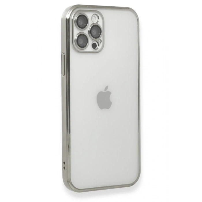 Newface iPhone 12 Pro Max Kılıf Razer Lensli Silikon - Gümüş