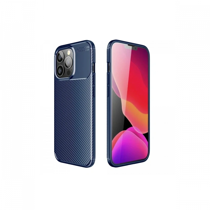 Newface iPhone 13 Pro Kılıf Auto Focus Karbon Kapak - Lacivert