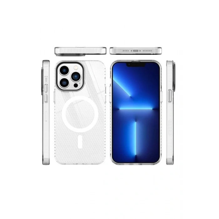 Newface iPhone 13 Pro Kılıf Beta Magneticsafe Silikon - Şeffaf