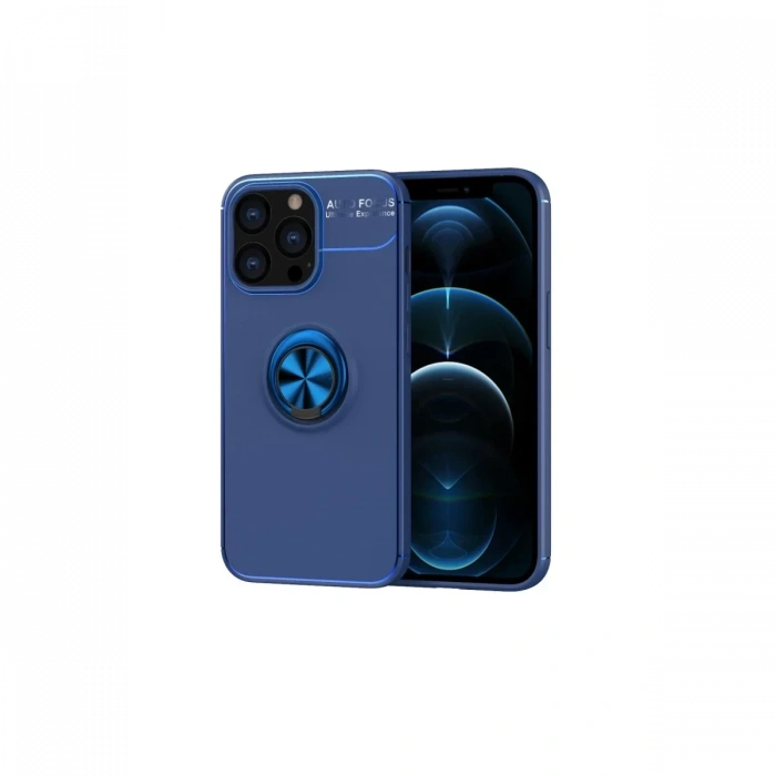 Newface iPhone 13 Pro Kılıf Range Yüzüklü Silikon - Mavi