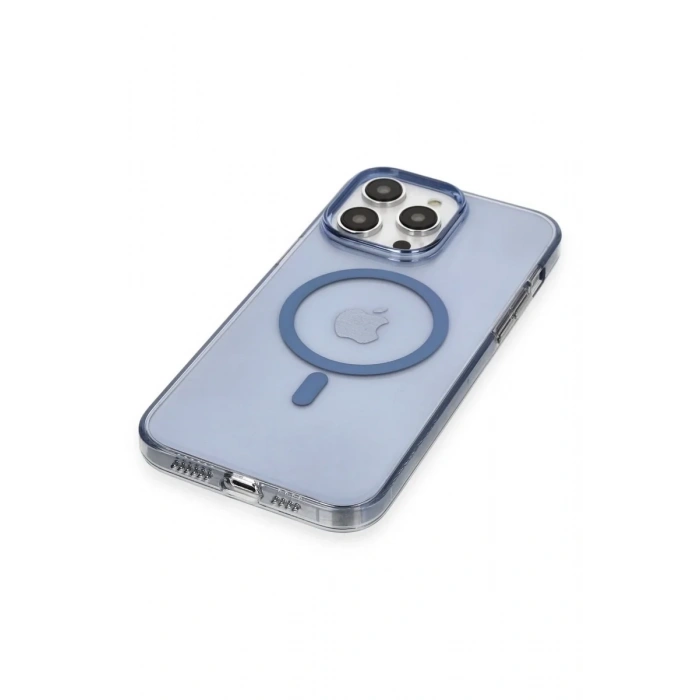 Newface iPhone 13 Pro Max Kılıf Tron Şeffaf Magsafe Kapak - Mavi