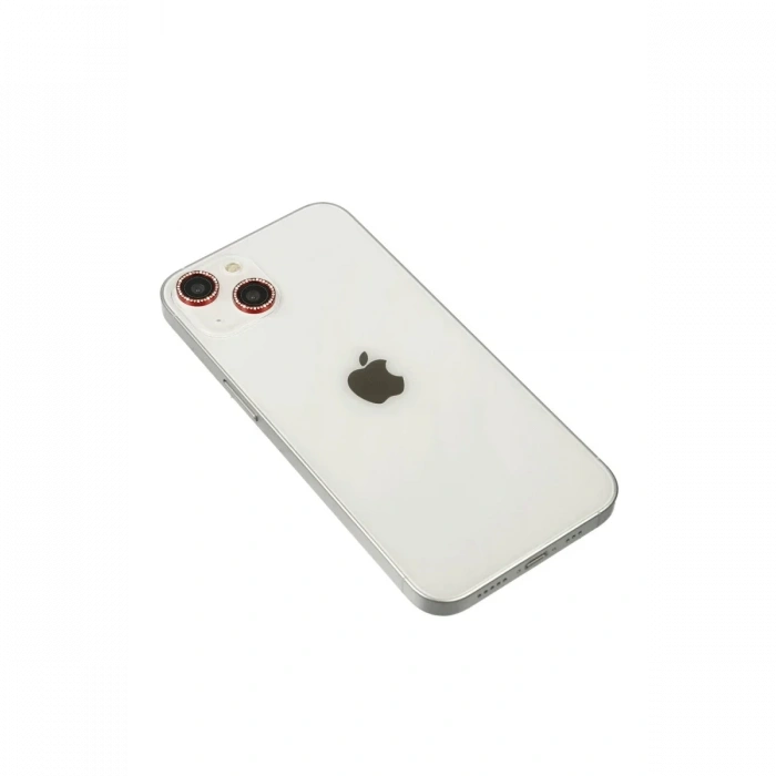 Newface iPhone 14 Diamond Kamera Lens - Kırmızı