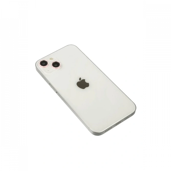 Newface iPhone 14 Diamond Kamera Lens - Pembe
