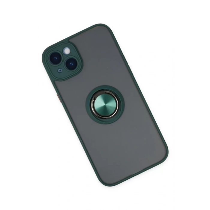 Newface iPhone 14 Kılıf Montreal Yüzüklü Silikon Kapak - Yeşil
