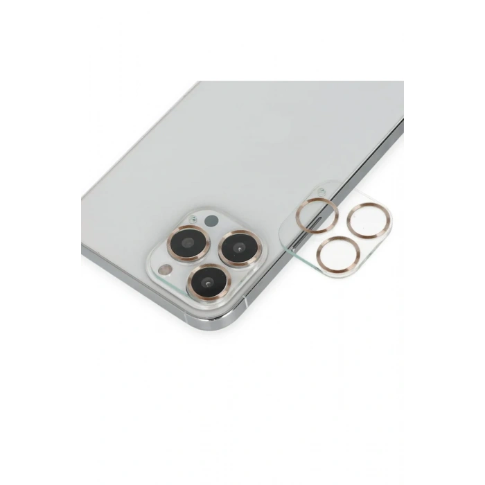 Newface iPhone 14 Pro Max Band Metal Kamera Lens - Gold