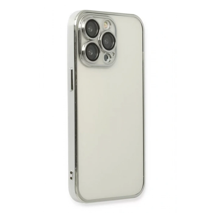 Newface iPhone 14 Pro Max Kılıf Razer Lensli Silikon - Gümüş