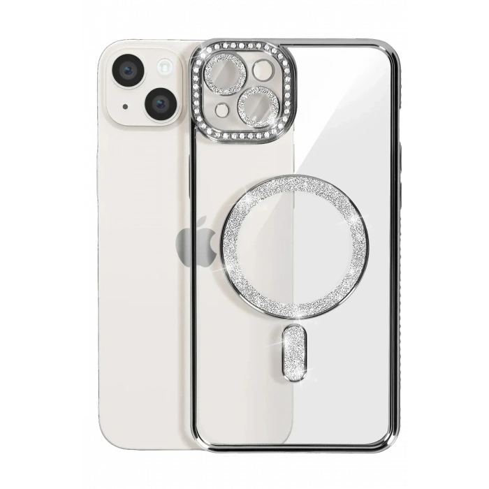Newface iPhone 15 Kılıf Joke Simli Magneticsafe Kılıf - Siyah