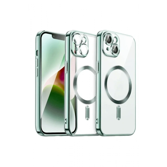 Newface iPhone 15 Kılıf Kross Magneticsafe Kapak - Açık Yeşil