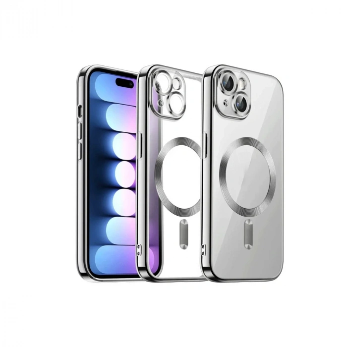Newface iPhone 15 Kılıf Kross Magneticsafe Kapak - Gümüş