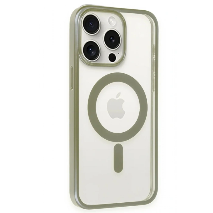 Newface iPhone 15 Pro Kılıf Erozi Magsafe Kapak - Gri