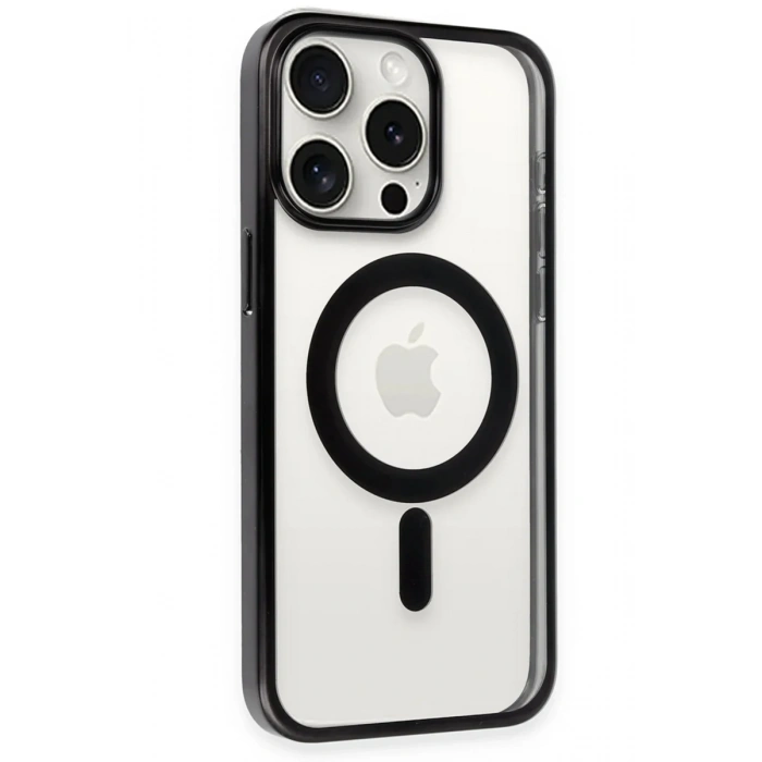 Newface iPhone 15 Pro Kılıf Erozi Magsafe Kapak - Siyah