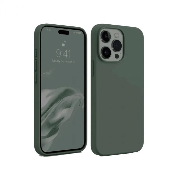 Newface iPhone 15 Pro Kılıf First Silikon - Koyu Yeşil
