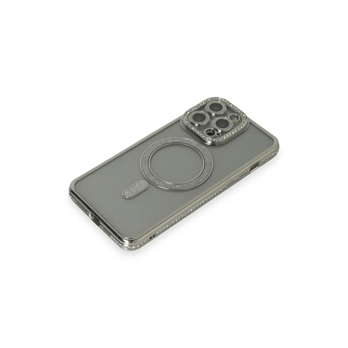 Newface iPhone 15 Pro Kılıf Joke Simli Magneticsafe Kılıf - Gri