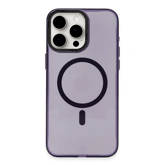 Newface iPhone 15 Pro Max Kılıf Anka PC Magneticsafe Sert Metal Kapak - Mor
