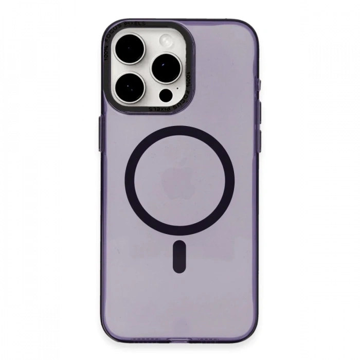 Newface iPhone 15 Pro Max Kılıf Anka PC Magneticsafe Sert Metal Kapak - Mor