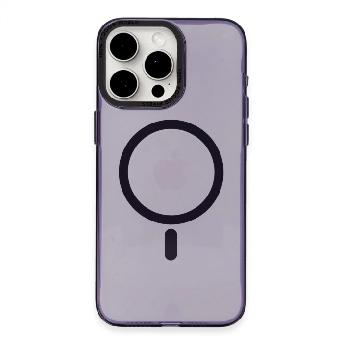 Newface iPhone 15 Pro Max Kılıf Anka PC Magneticsafe Sert Metal Kapak - Mor