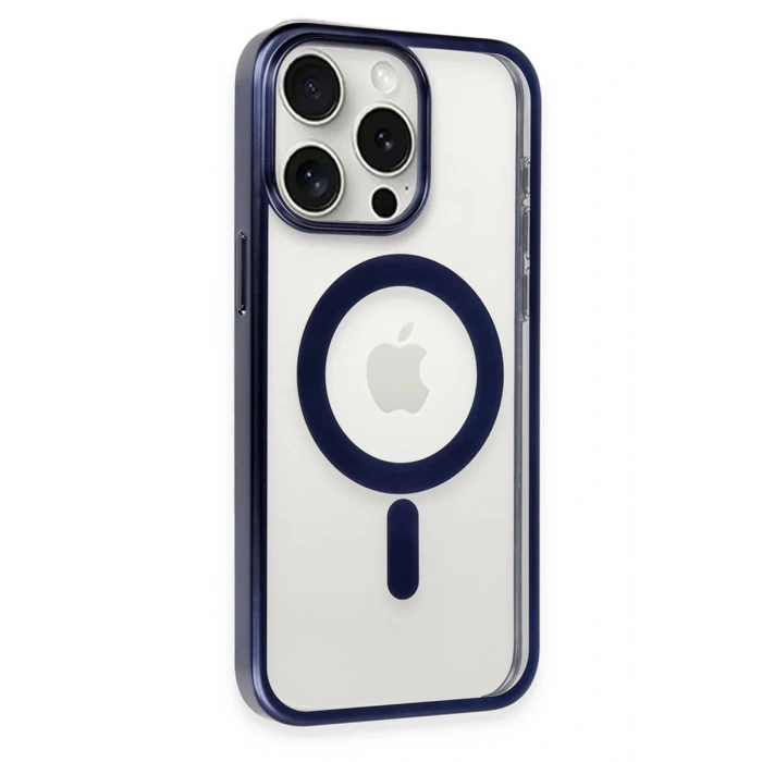 Newface iPhone 15 Pro Max Kılıf Erozi Magsafe Kapak - Lacivert