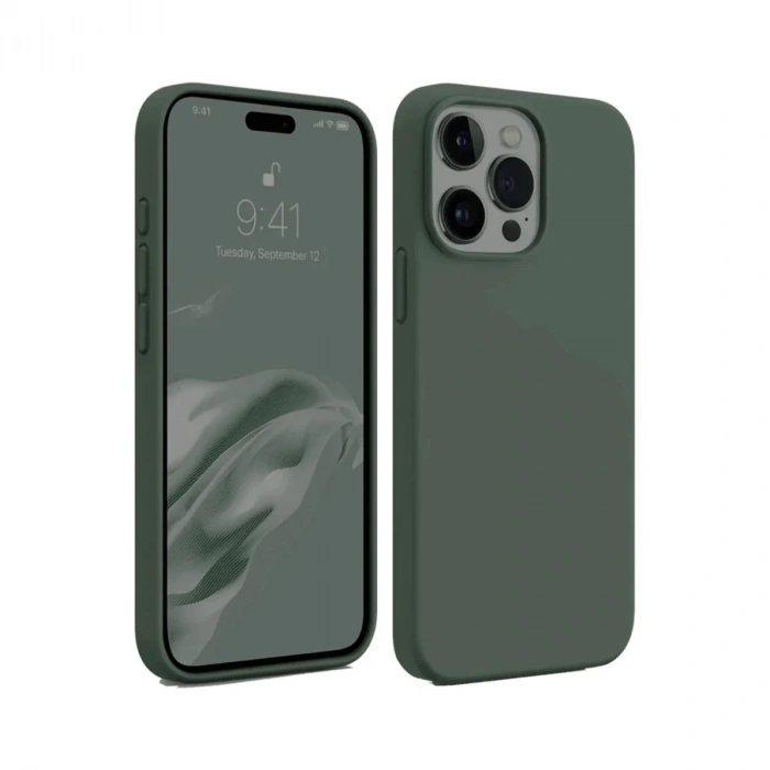 Newface iPhone 15 Pro Max Kılıf First Silikon - Koyu Yeşil
