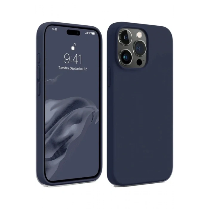Newface iPhone 15 Pro Max Kılıf First Silikon - Lacivert