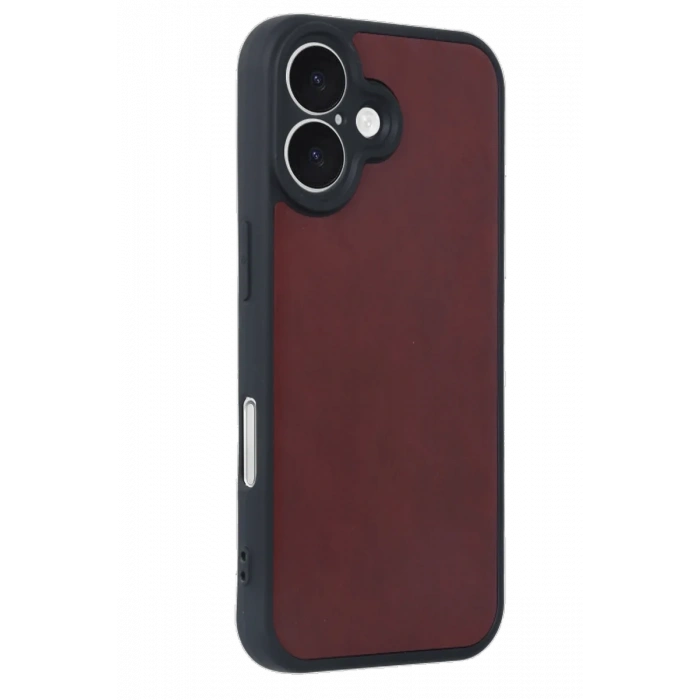 Newface iPhone 16 Kılıf Aras Deri Kapak - Bordo