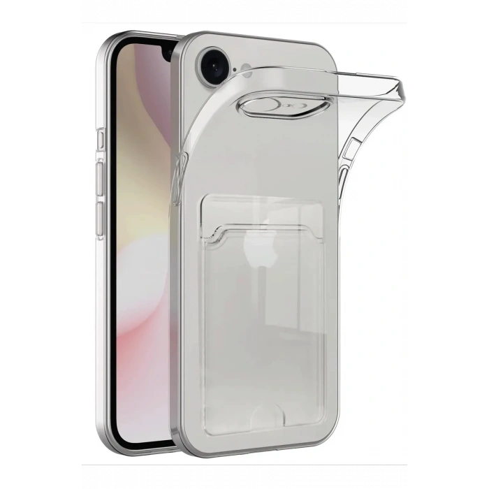 Newface iPhone 16E Kılıf Kart Şeffaf Silikon - Şeffaf