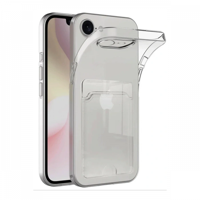 Newface iPhone 16E Kılıf Kart Şeffaf Silikon - Şeffaf