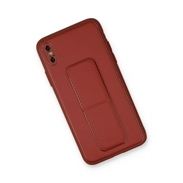 Newface iPhone XS Max Kılıf Coco Deri Standlı Kapak - Fuşya